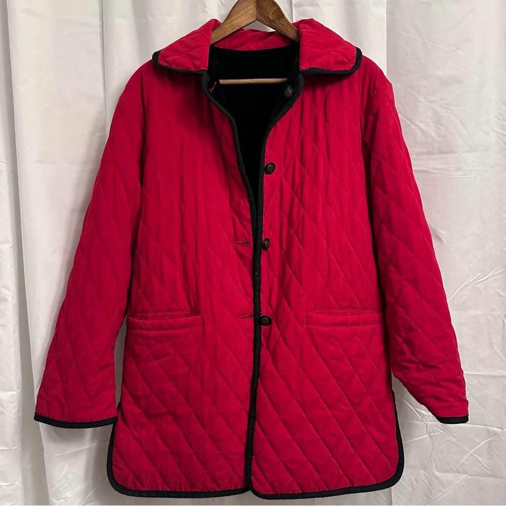 Talbots Reversible Button Down Coat Black Velvet … - image 8